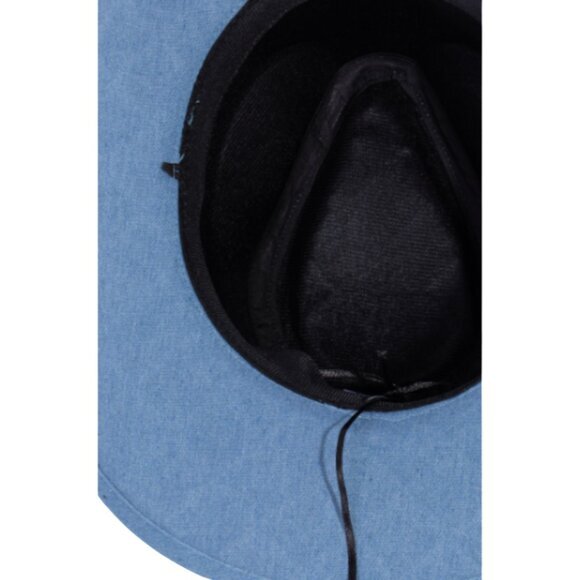 Rhinestone‎ Diamond Pattern Denim Cowboy Fedora Hat Bling - Picture 3 of 5